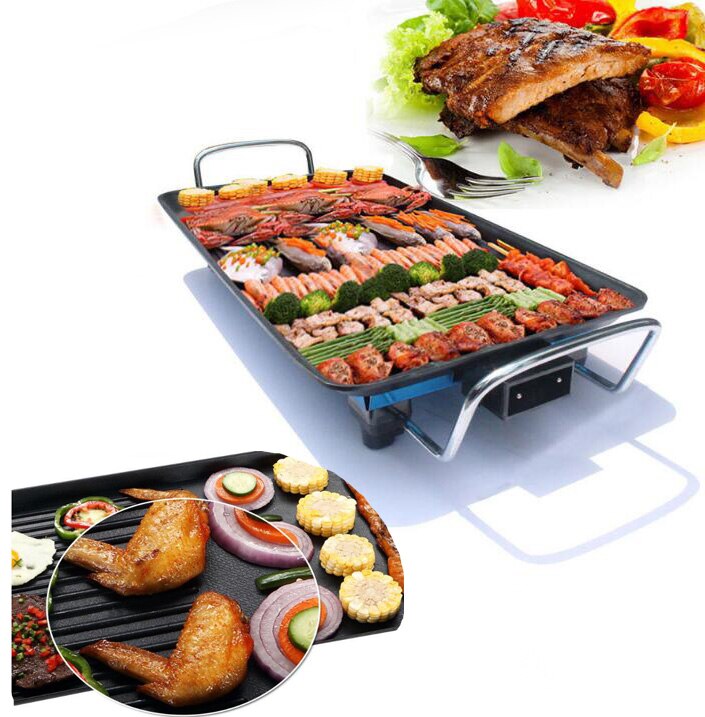 Bærbar røgfri elektrisk grillgrill justerbar temperatur non stick elektrisk teppanyaki bord til middagsselskab camping