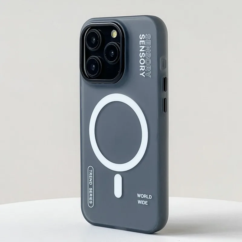 Para Magsafe funda magnética de armadura de para iPhone 16 ProMax 15 14 13 12 Pro Max Plus funda mate de carga inalámbrica cubierta de lente de Metal: TPU / Negro