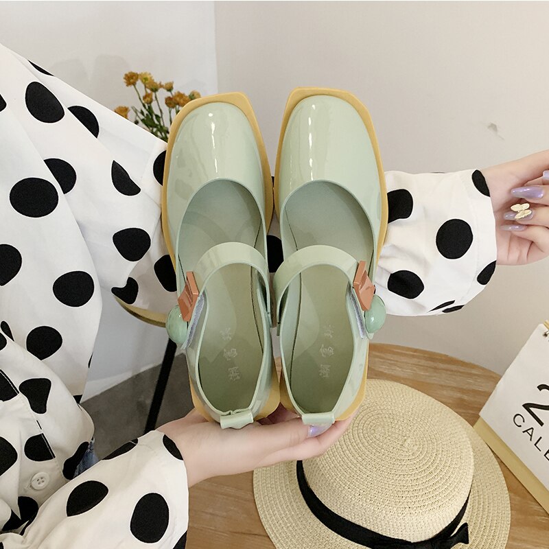 Sommar läder lägenheter kvinnor loafers komfort oxford skor kvinnor casual vit grön gul kvinna lägenheter