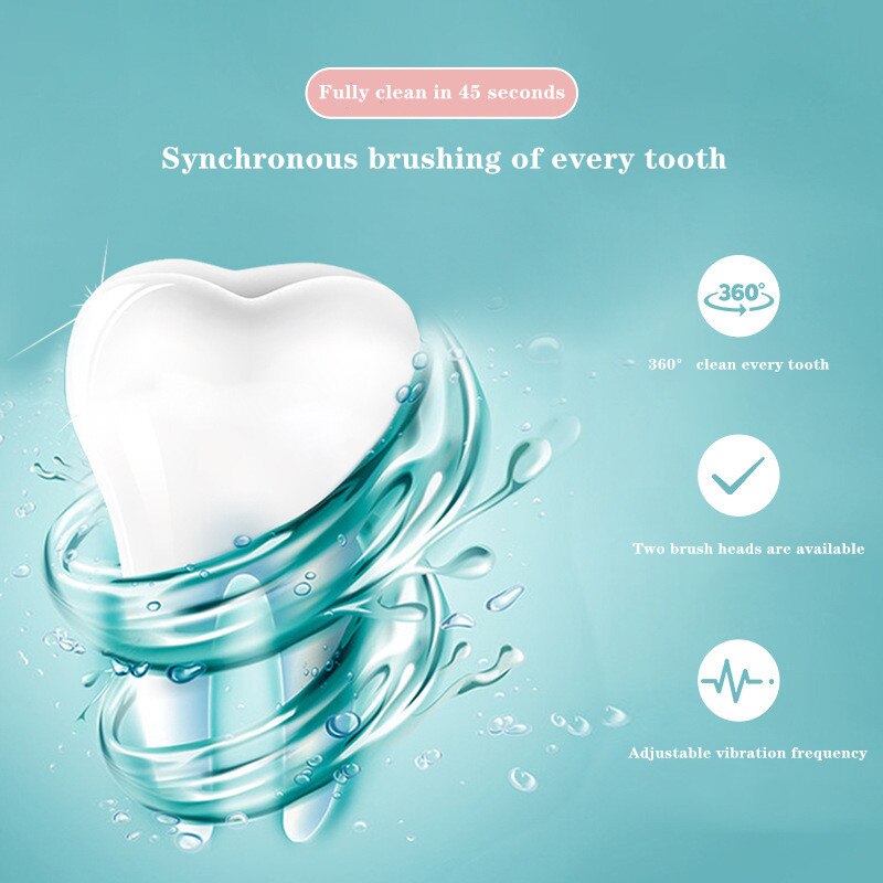 360 graders automatisk sonisk elektrisk tandbørste ultralyds u-formet tandbørste med støvdæksel usb genopladelige tænderensning