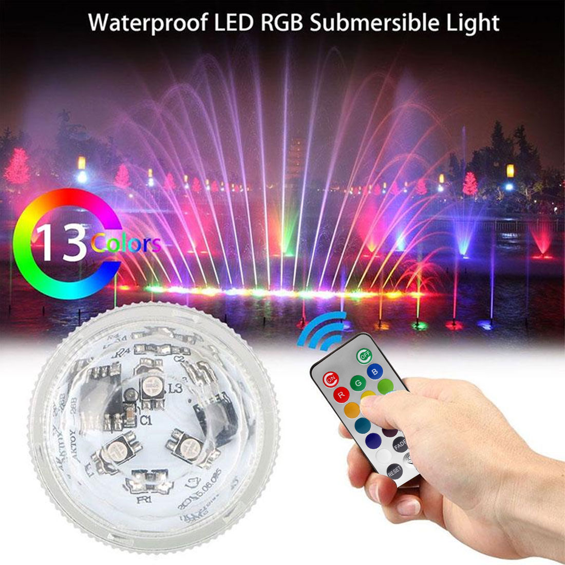 Remote Controlled Rgb Submersible Light Battery Operated Onderwater Ip68 Night Lamp Vaas Kom Outdoor Tuin Bruiloft Decoratie
