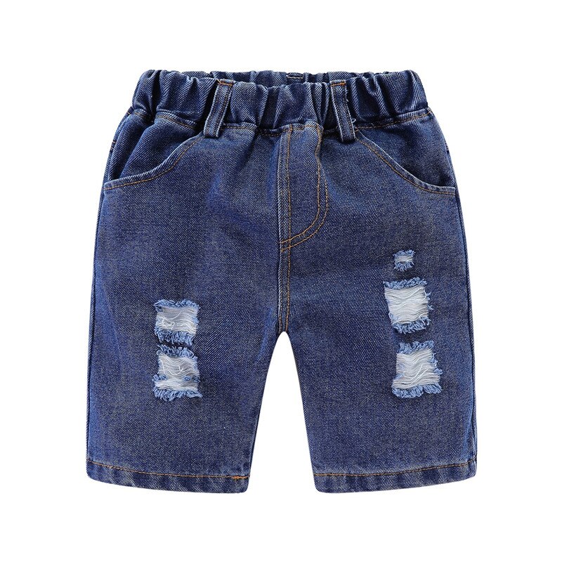 Mudkingdom-Shorts en Denim pour garçons, pour l'été, à la , élastique déchiré à taille solide, pour garçons: Deep Blue / 2T