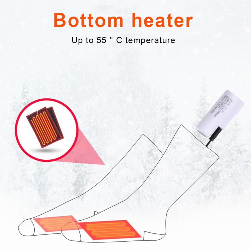 3.7V 2200Mah Lithium Batterij Upgrade Verwarming Sokken Oplaadbare Verstelbare Batterij Elektrische Verwarming Sokken Dubbele Laag Warme Sok
