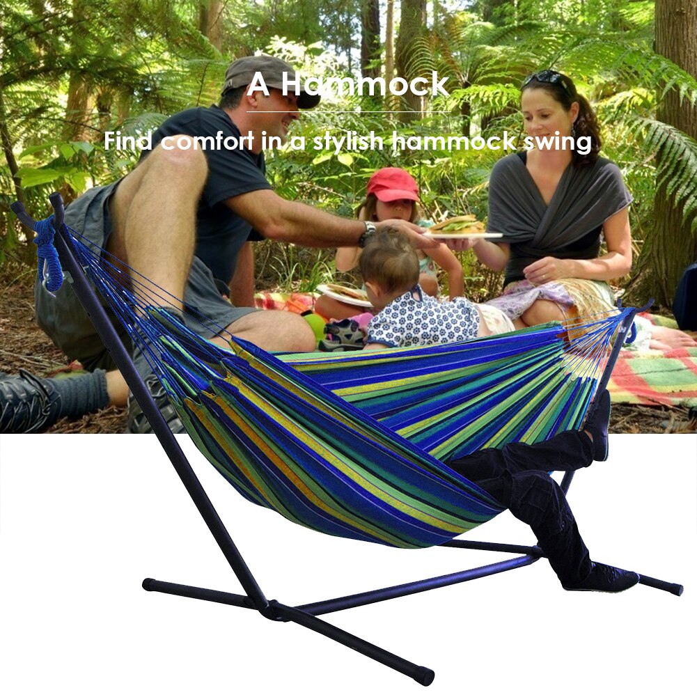 Portable Outdoor Canvas Hammock Multi-functional Practical Camping Sleep Swing Hanging Bed Garden Furniture Without Bracket