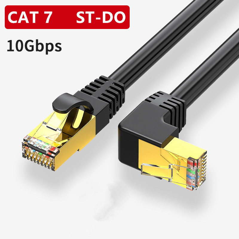 Cienki kabel Ethernet RJ45 Cat7 6 przewód Lan SFTP RJ 45 kabel sieciowy do kompatybilnego z Cat 7 Patch Cord 90 stopni kąt prosty w górę i w dół