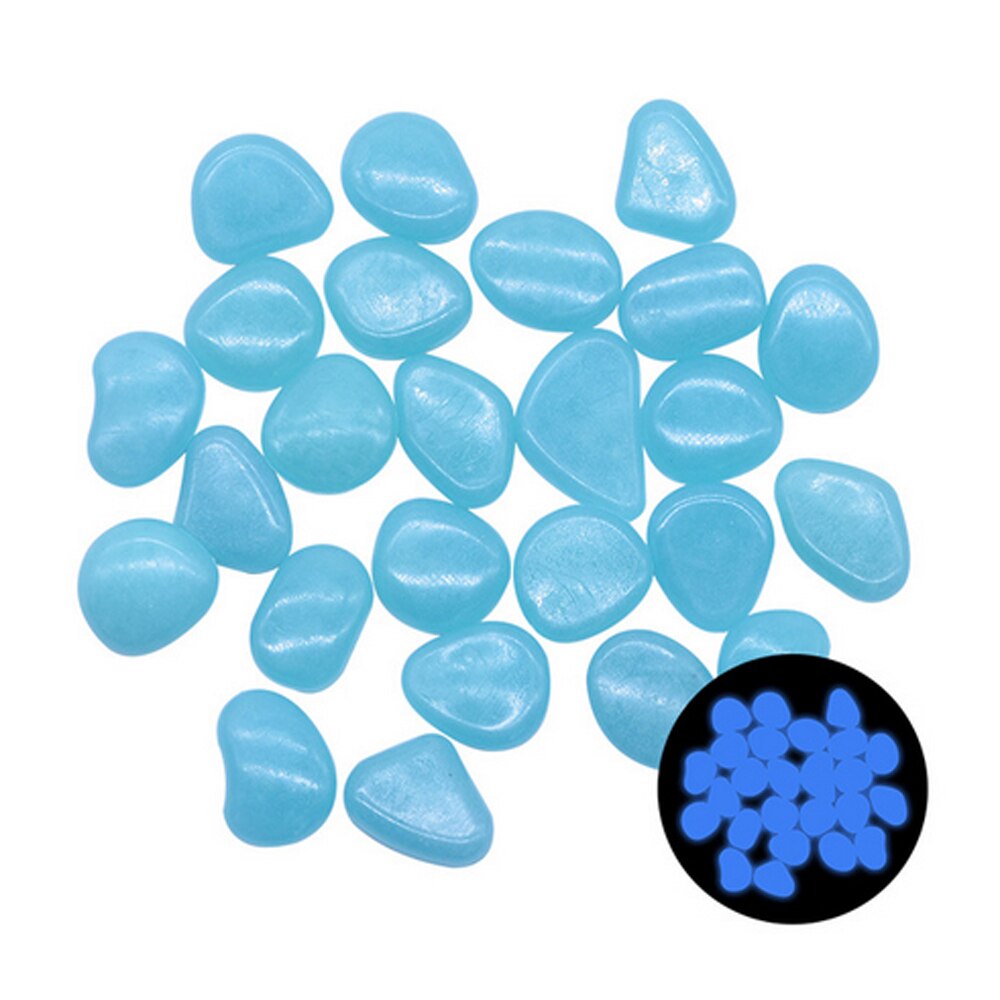 50 sztuk świecące w ciemności kamienie żywica sztuczne brukowiec kamyki świetlny głaz kamień na ścieżka ogrodowa ozdoba robić akwarium ryb: niebieski