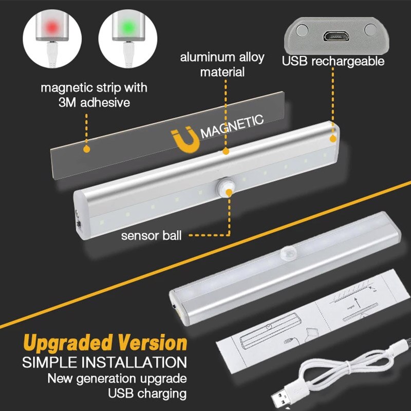 LED Wireless Induction Lamp LED Closet Light PIR Motion Sensor Light Motion Sensing LED Light