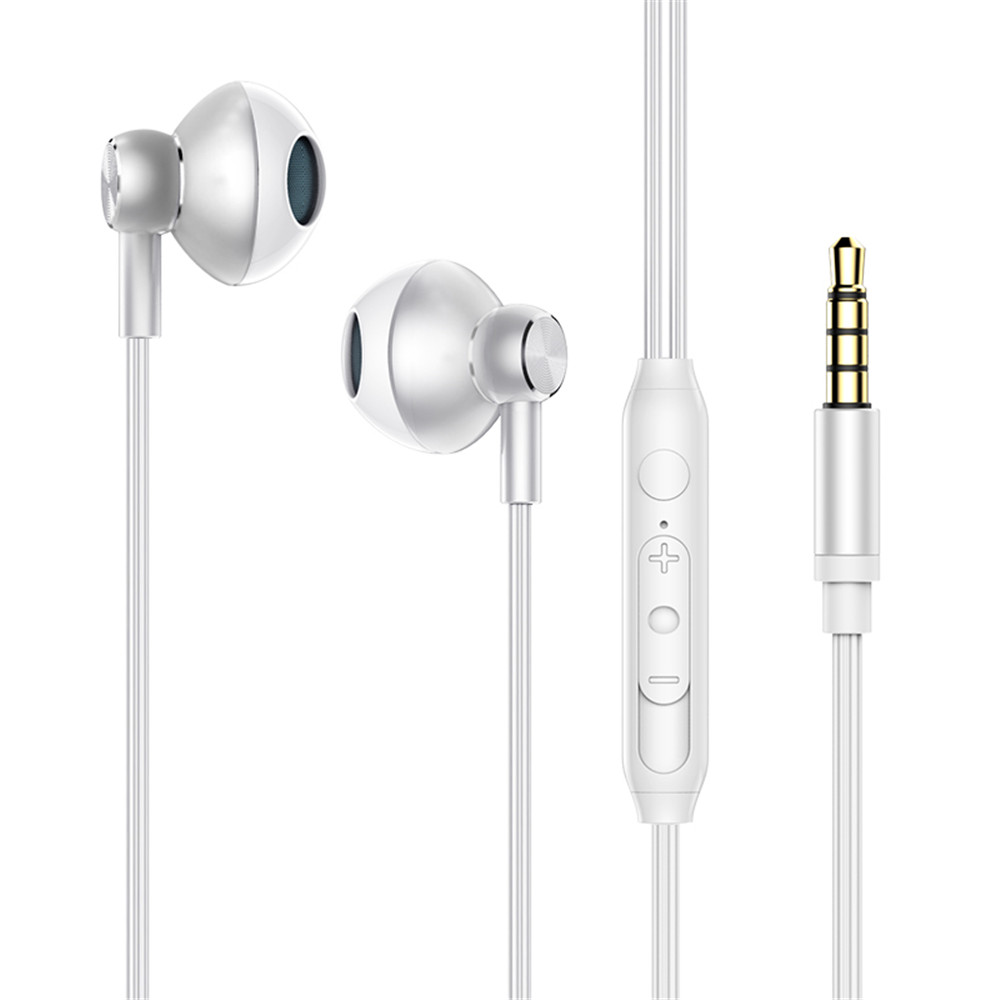 Auscultadores com fio EARDECO com microfone, Auscultadores com cancelamento de ruído, Auscultadores estéreo HiFi Bass, Auscultadores desportivos, 3,5mm: Branco