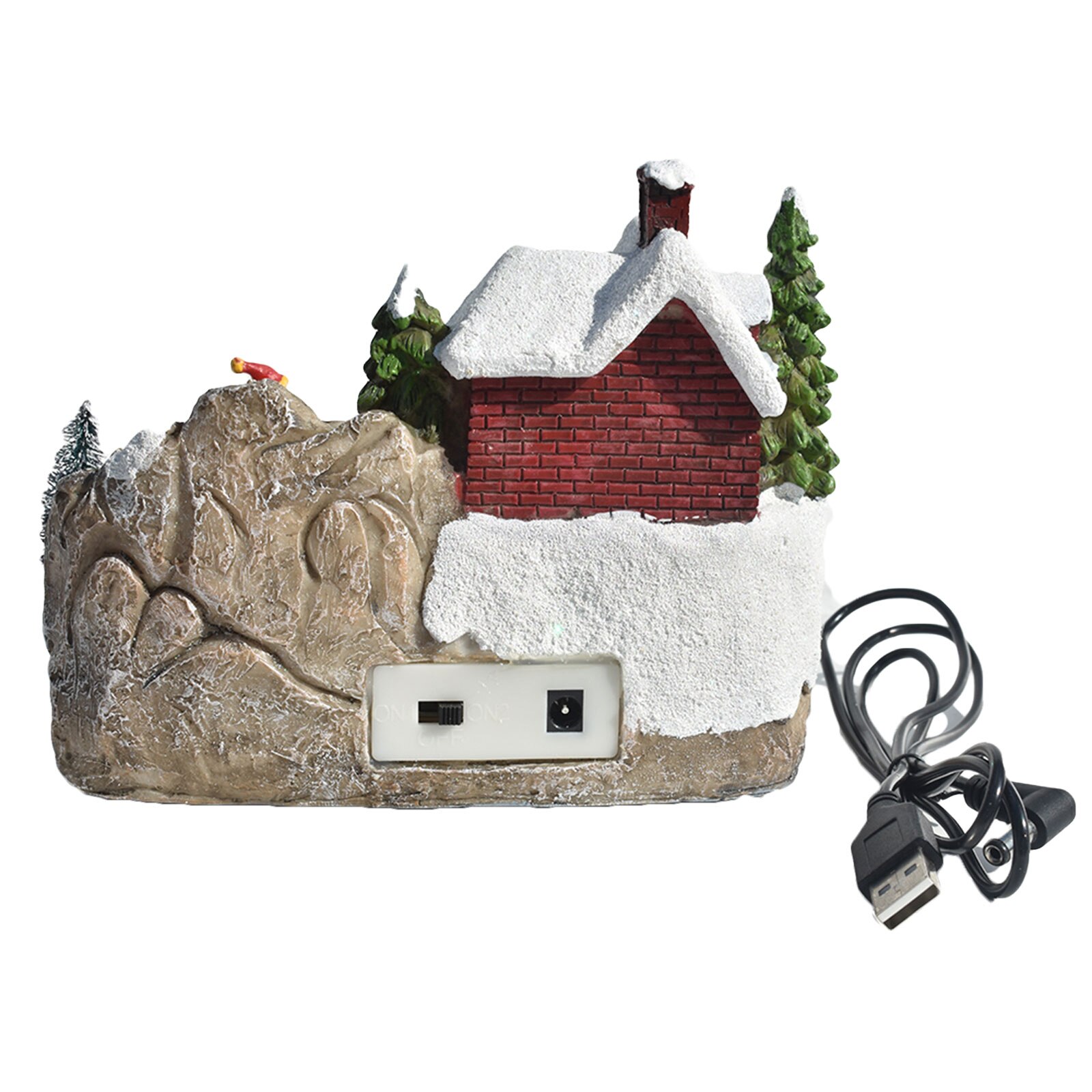 Faroot Christmas House Decorations Luminous LED Light Small Ornament Spinning Train Santa Music Box