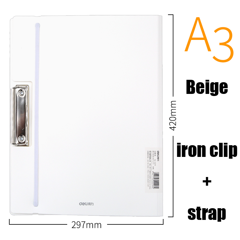 Deli 1pcs A3 folder thickening student paper clip stationery fresh simple multi-function plastic business office file storage
