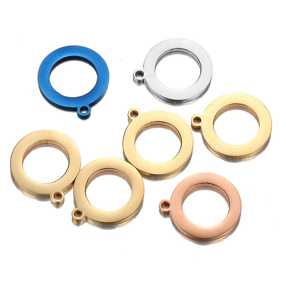 20 stks/partij Eenvoudige Spiegel Gepolijst Roestvrij Staal Cirkel Charms Hollow Ronde Cirkel Connector Bedels Voor DIY Sieraden Makings
