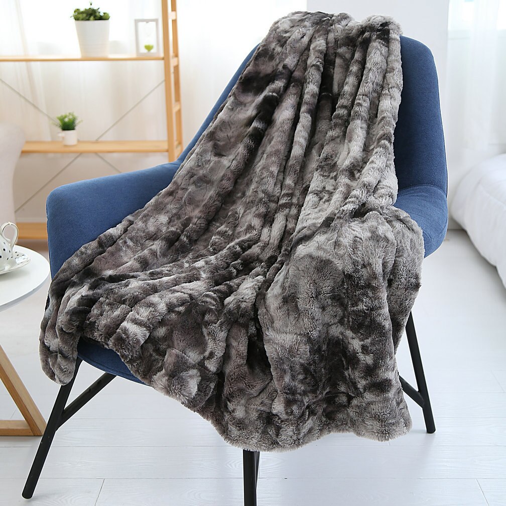 Universal lammet fløjletæppe luksus varmt fluffy plys tæppe tie-dye faux fur super blødt tæppe vinter varmt sheetsla 465