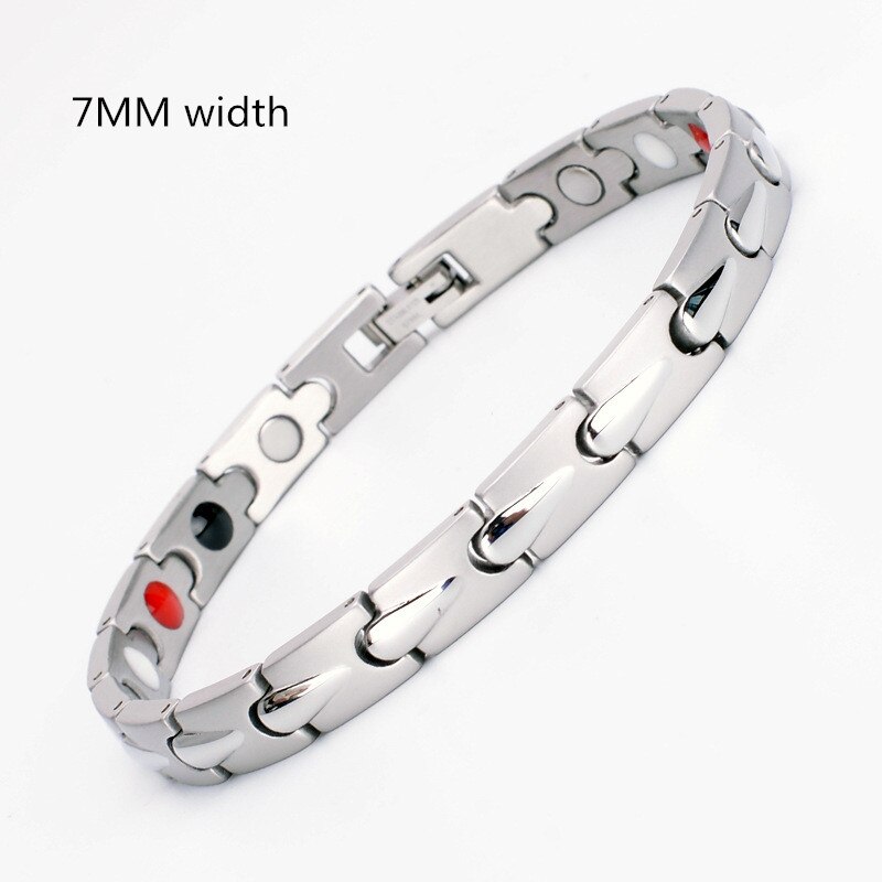 Neue Magnetische Energie Armbinde Für Männer Frauen Arthritis Bio Magnet Therapie Titan Stahl Armbänder Armreif Gesundheit Pflege Schmuck: 7mm Silber-