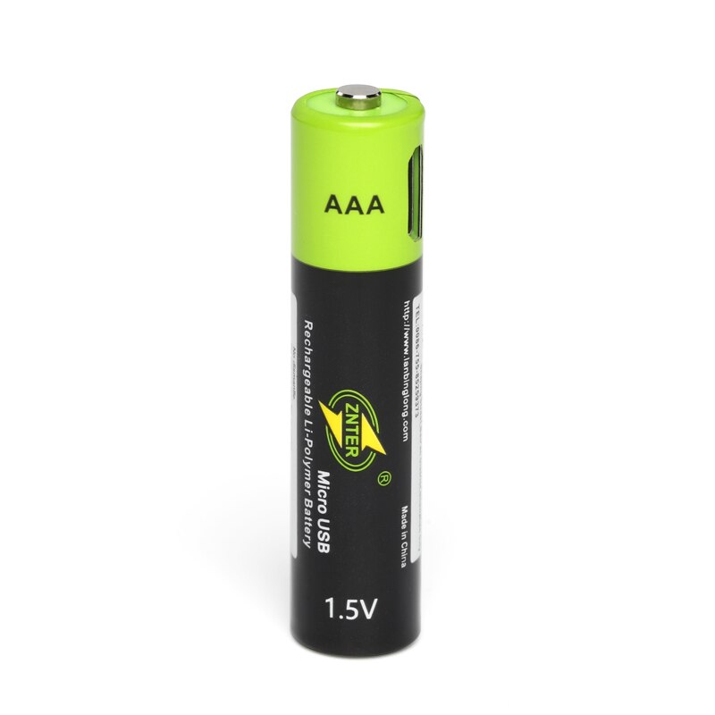 4 stks/partij ZNTER 1.5V AAA oplaadbare batterij 600mAh USB oplaadbare lithium-polymeer batterij snel opladen via Micro USB kabel