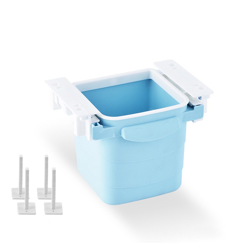 Recycler poubelle cachée cuisine Push-Pull poubelle poubelle petite boîte de rangement en plastique pour bureau bureau à domicile: BLUE