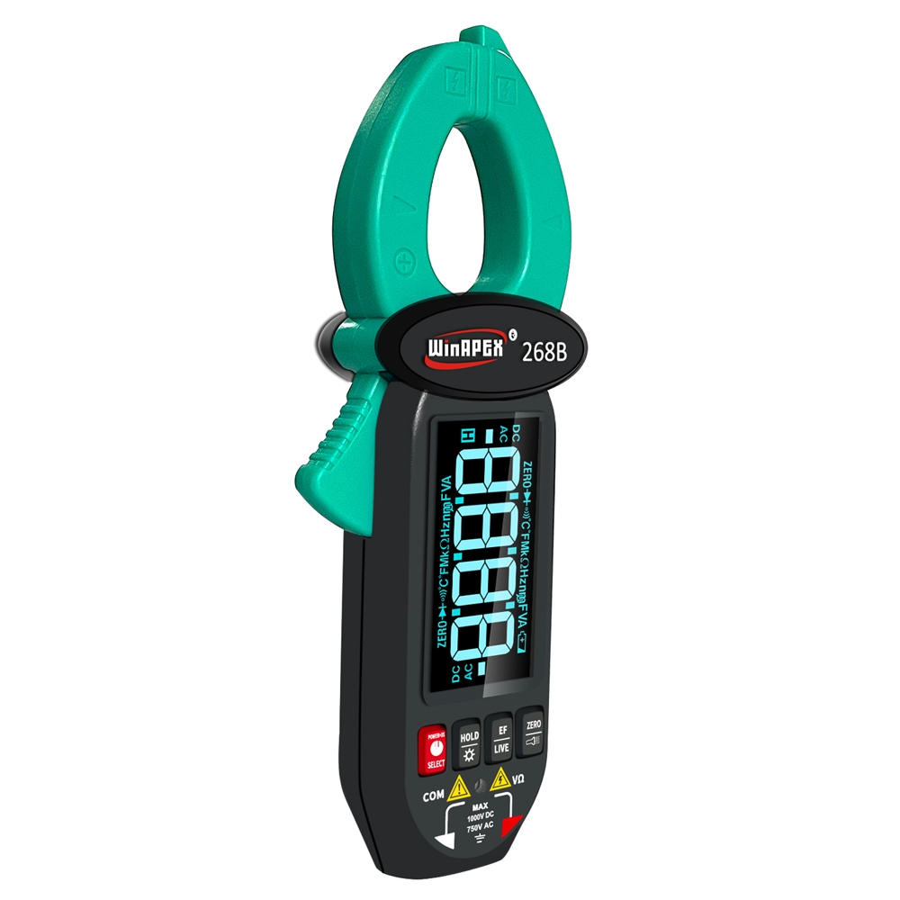 WinAPEX 268B Leakage Current Detect Clamp Meter 0.1mA Precision True RMS Multimeter AC DC 60A Type-C Screen Rotation Clamp Meter