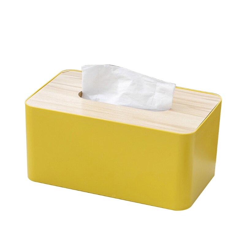 Wooden Tissue Box with Removable Lid Eco-friendly Tissue Container Towel Tissue Paper Holder Napkins Case Living Room Desktop: Yellow