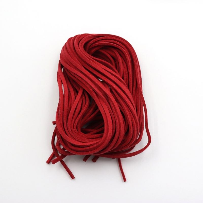 5pcs 1m 3mm Flat Faux Suede Korean Velvet Leather Cord DIY Rope Thread Jewelry Making Decorative Handicrafts Accessories: Red