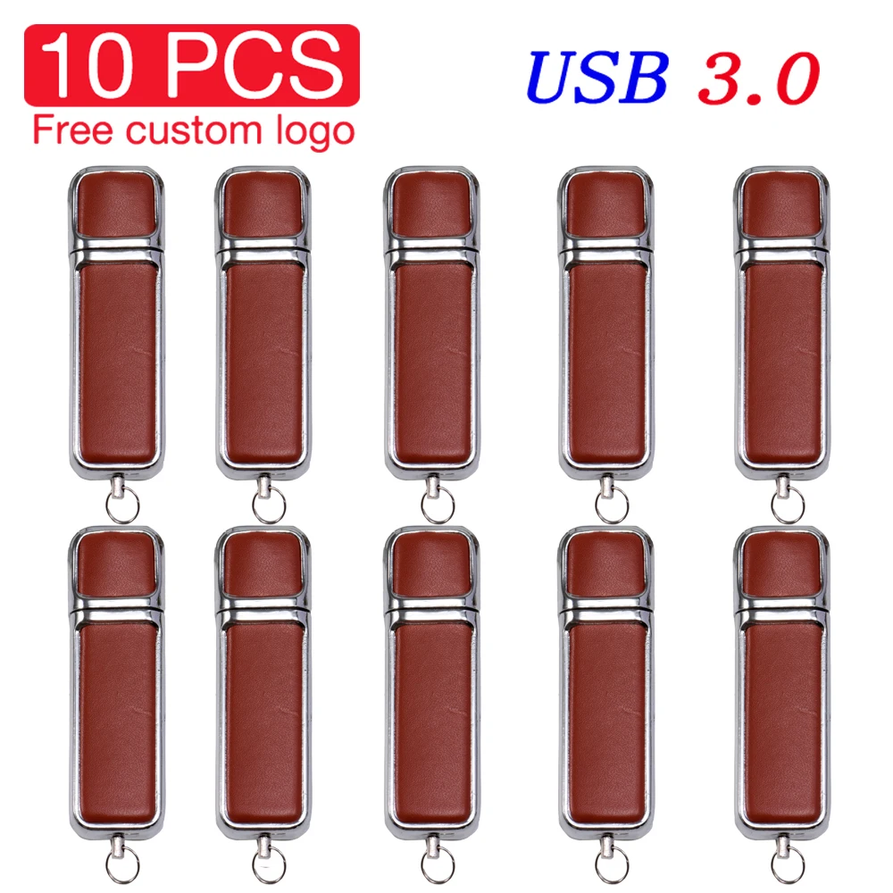 USB3.0 10 PCS LOT USB 3.0 Flash Drive 128GB Free Custom Logo Pen Drive 64GB Paper Box USB Stick Color Printing Leather Pendrive: WHITE / 16 GB