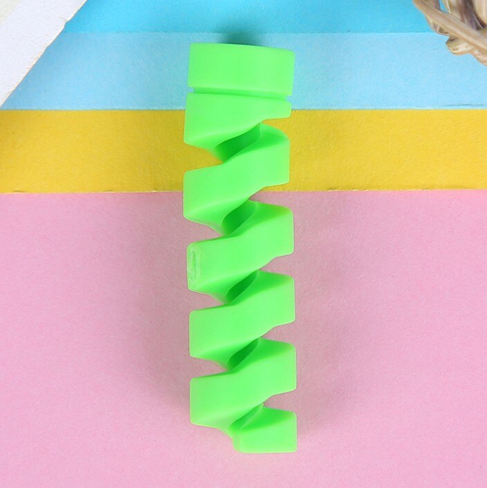 Protecteur de câble en spirale pour iphone, 5 pièces, étui de protection pour câble de chargeur Usb, ligne de données, enrouleur de bobine en Silicone: green