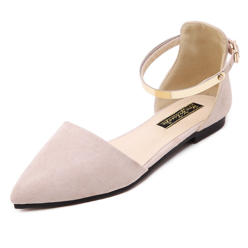 Sandalias de punta estrecha para Mujer, zapatos de Flock, hebilla de correa plana, Sandalias Mujer, zapatos de oficina para Mujer, chanclas finas para Mujer: Beige / 37