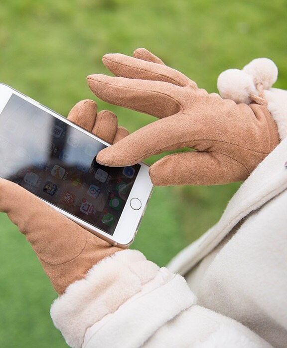 luxe daim gants mitaines doigt complet mitaines droite Index doigt écran gant velours épais femmes hiver
