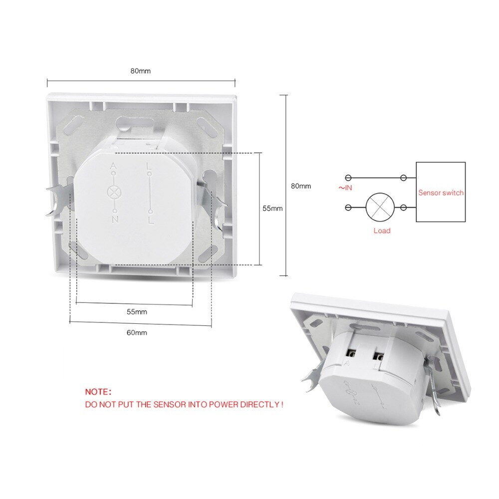 110V - 240V PIR Sensor IR Infrared Motion Sensor light PIR Switch Recessed Wall Module With PIR ON OFF Power Electrical Socket