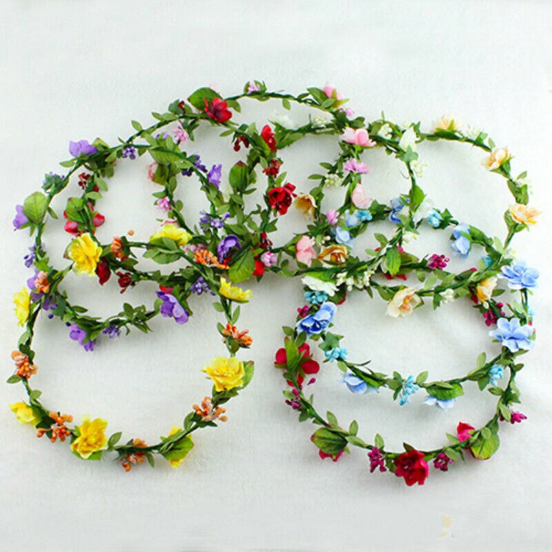 Jenter kunstig hår krans blomsterkjede dekorativ blomsterkrans fest strandinnredning