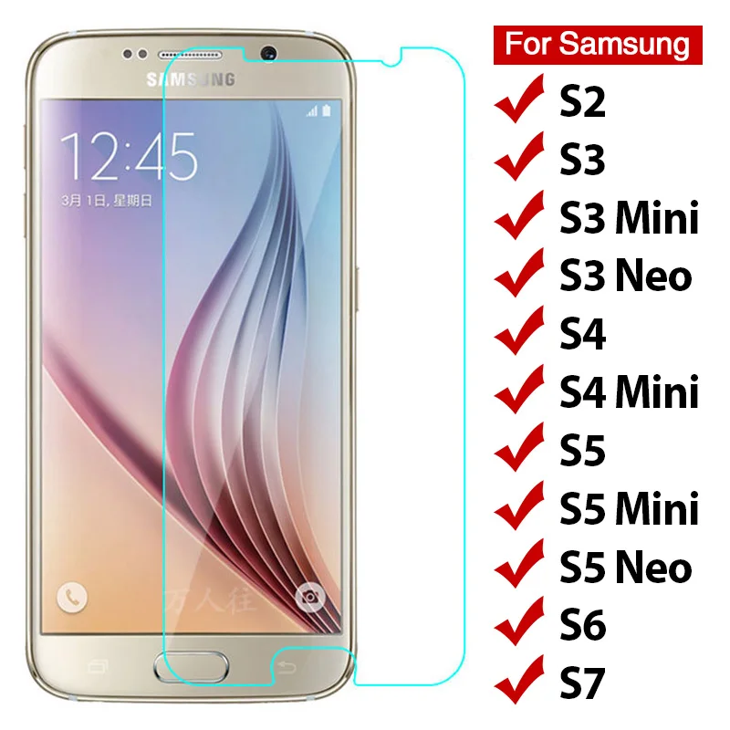 1/2 Stück 9H HD Displayschutzfolie für Samsung Galaxis S7 S6 S5 S4 Mini, gehärtetes Hartglas, Schutzglas auf Galaxis S3 Neo