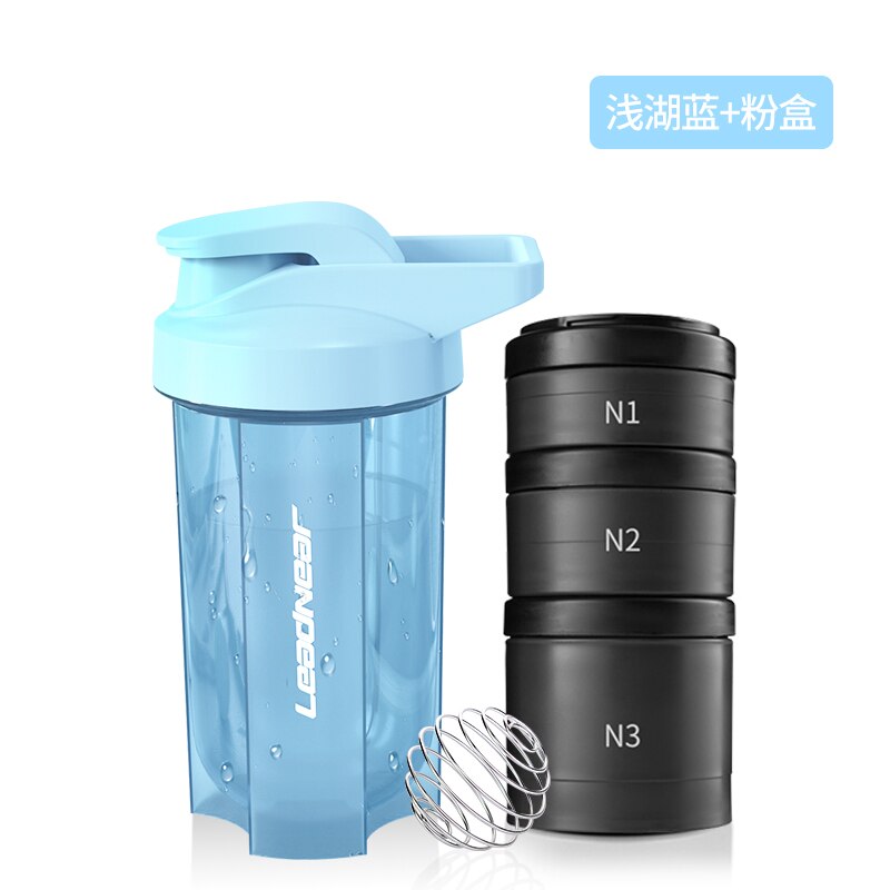 Sport Drink Water Shaker Fles Slushy Maker Wei-eiwit Shaker Fles Gym Blender Garrafa De Agua Keuken Accessoires 50: Blue set