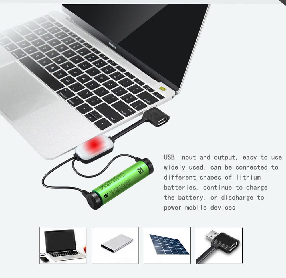 Magnetic USB Battery Charger Adapter connector for 26650 26700 25500 18650 17670 Li-ion Battery Charging Cable Emergency Charger