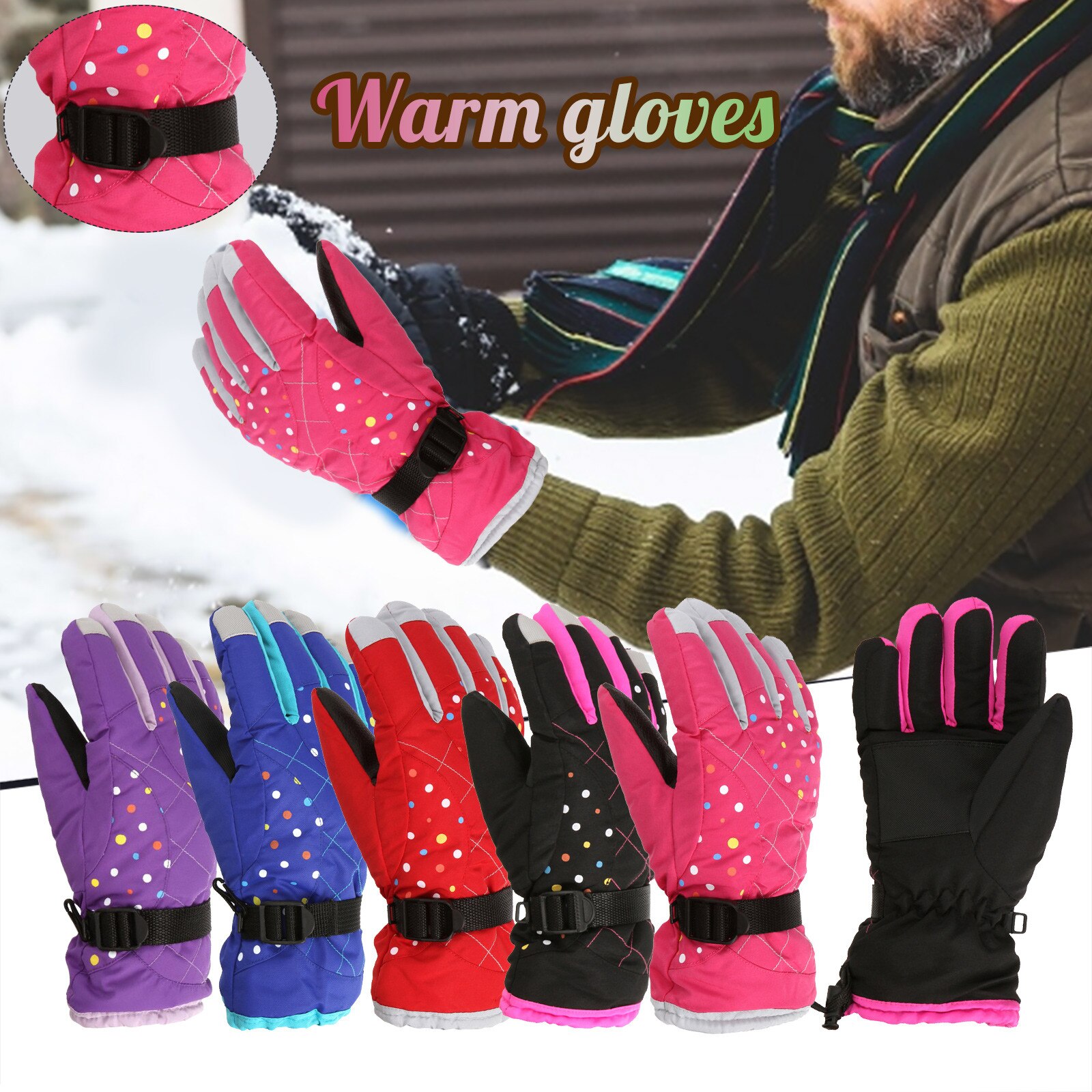 Winter Gloves For Kids Boys Girls Snow Windproof Waterproof Mittens Cycling Bicycle Bike Outdoor Camping Sports Ski Warm Gloves