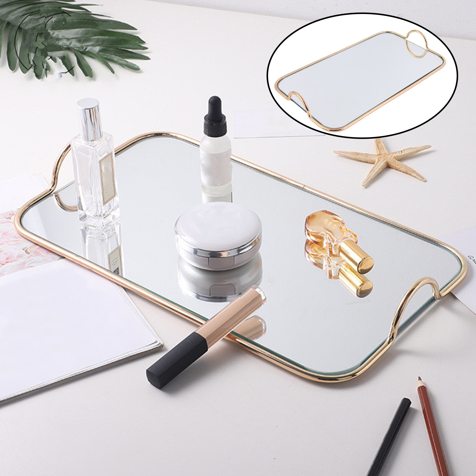 Rechthoekige Mirrored Lade Sieraden Parfum Organisator Decoratieve 35x20x4.5cm