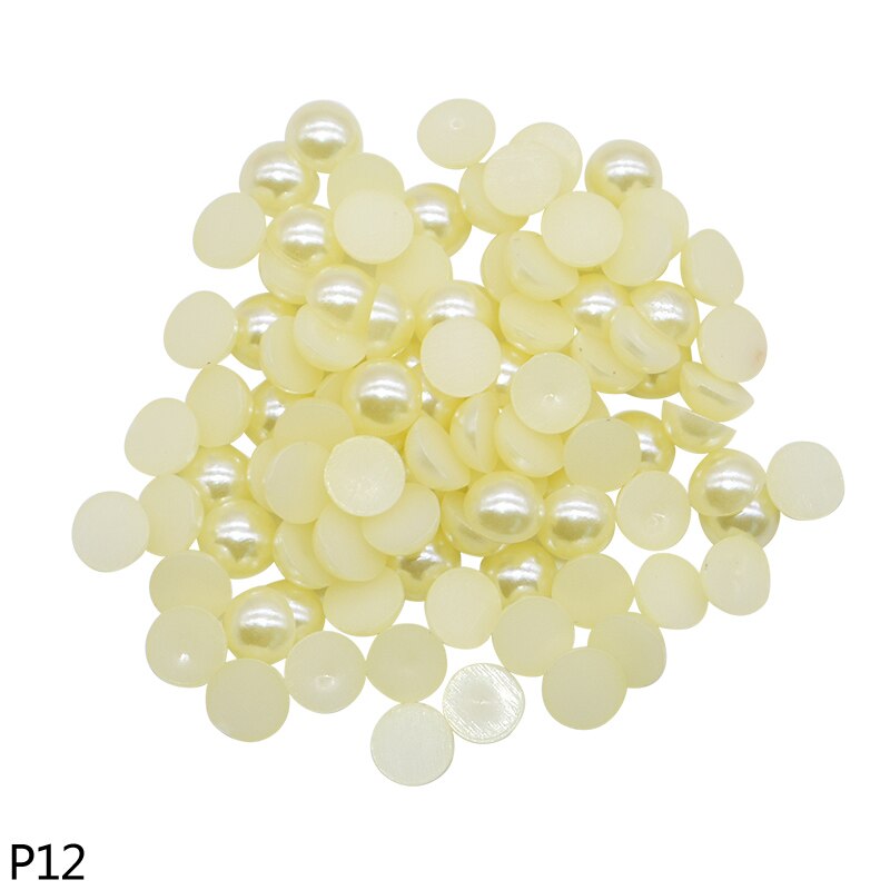 500 pièces 6mm multicolore résine plastique demi ronde perle artisanat Imitation perle perles pour vêtement accessoires filles chapeaux décor: P12 