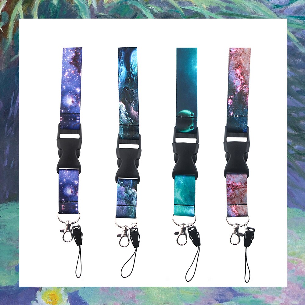 LX584 Romantic Starry Sky Keychain Neckband Lanyard USB ID Card Badge Holder Lanyard Mobile Phone Accessories Cute For