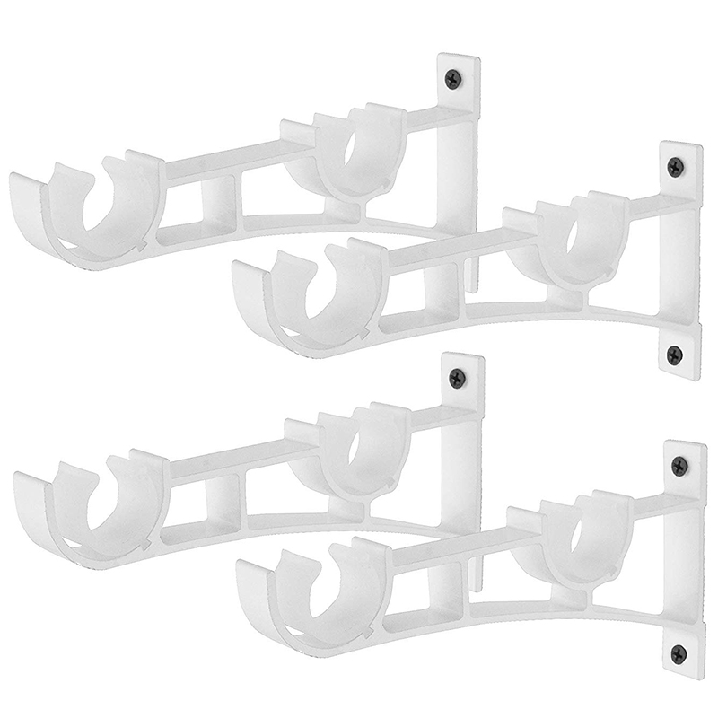 Double Curtain Rod Holders Set, Curtain Rod Brackets, Tap Right Into Window Frame Curtain Rod Hang Curtain Brackets for Window B
