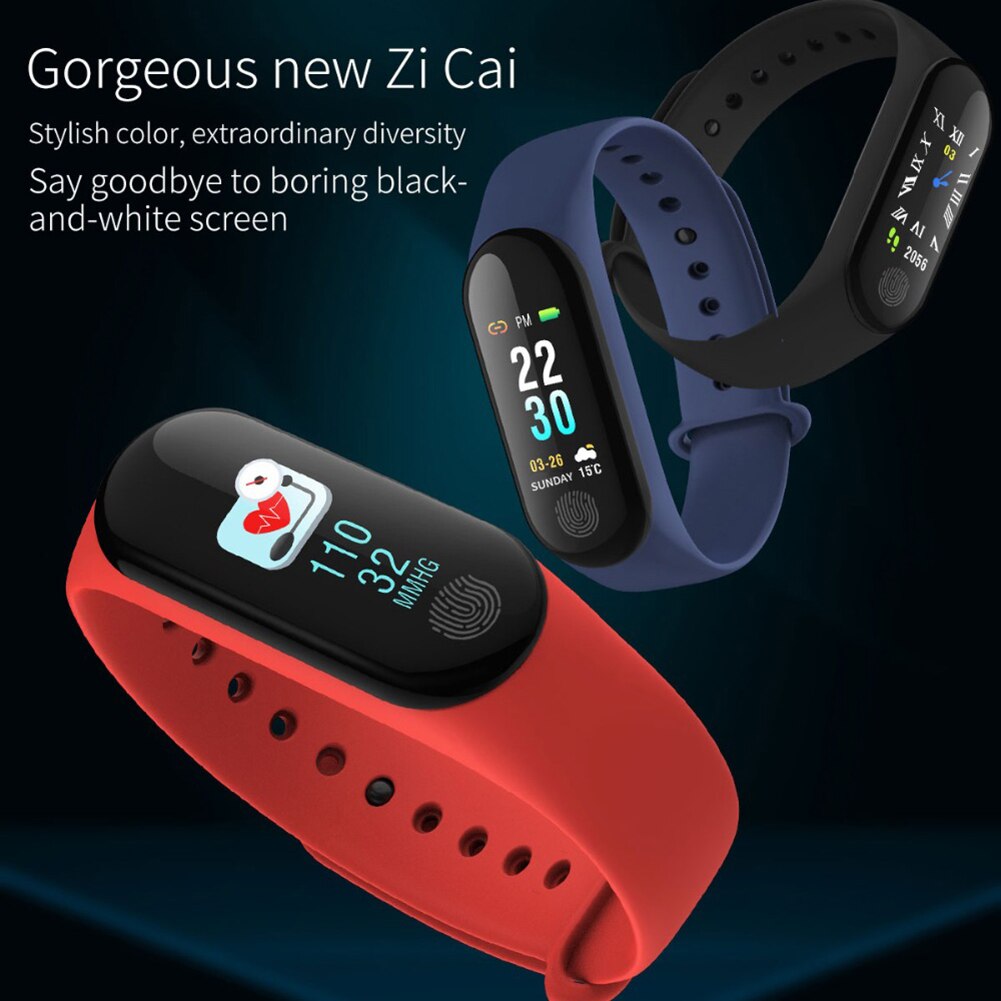 M3 Plus HR Waterproof Heart Rate and Blood Pressure Monitor Fitness Tracker Neutral Smart Sports Bracelet For Android iOS