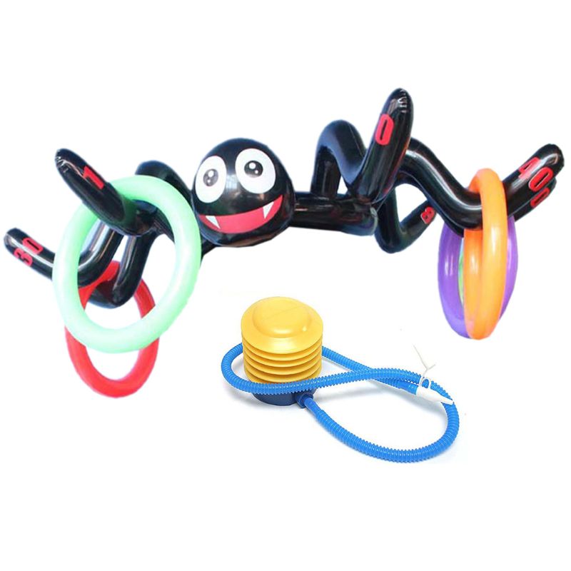 Juego de anillos hinchables para lanzar arañas, juegos interactivos de interior al aire libre