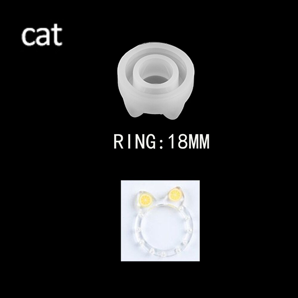 1Pc Harz Ring 5 Formen Silikon Form Schmuck Katze Diamant Flachen Förmigen Ring Anhänger DIY Silikon Form Blume Schmuck zubehör: Cat style 1