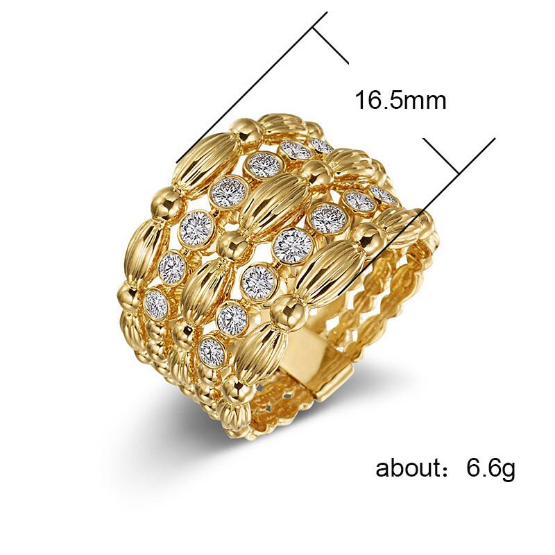 Huitan Vrouwen Ring Band Goud-Kleur Dagelijks Accessoire Voor Vrouwen Channel Setting Elegante Valentijnsdag Cadeau Voor Vrouwen