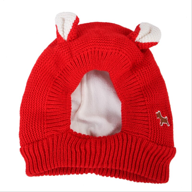Quiet Ears for Dogs, Dog Ear Muffs Noise Protection Knitted Dog Hats Pet Ears Warm Dog Ear Cover Winter Hat Bunny Costume: Rood