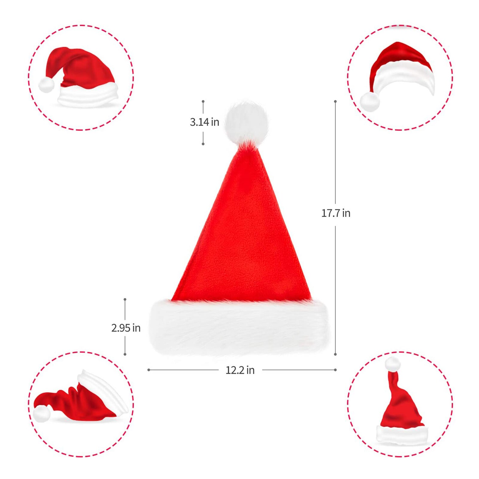 Christmas Santa Hat Decorative Cap Plush Warm Crafts Dangling Balls Home Decoration Adult Props Festival
