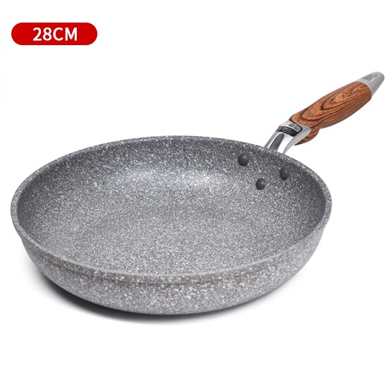 KONCO-Japanese Style Maifan Stone Pan Frying Pot Non-stick Wok Household Flat Bottom Wok Induction Gas Cooker Universal Cookware: 28cm