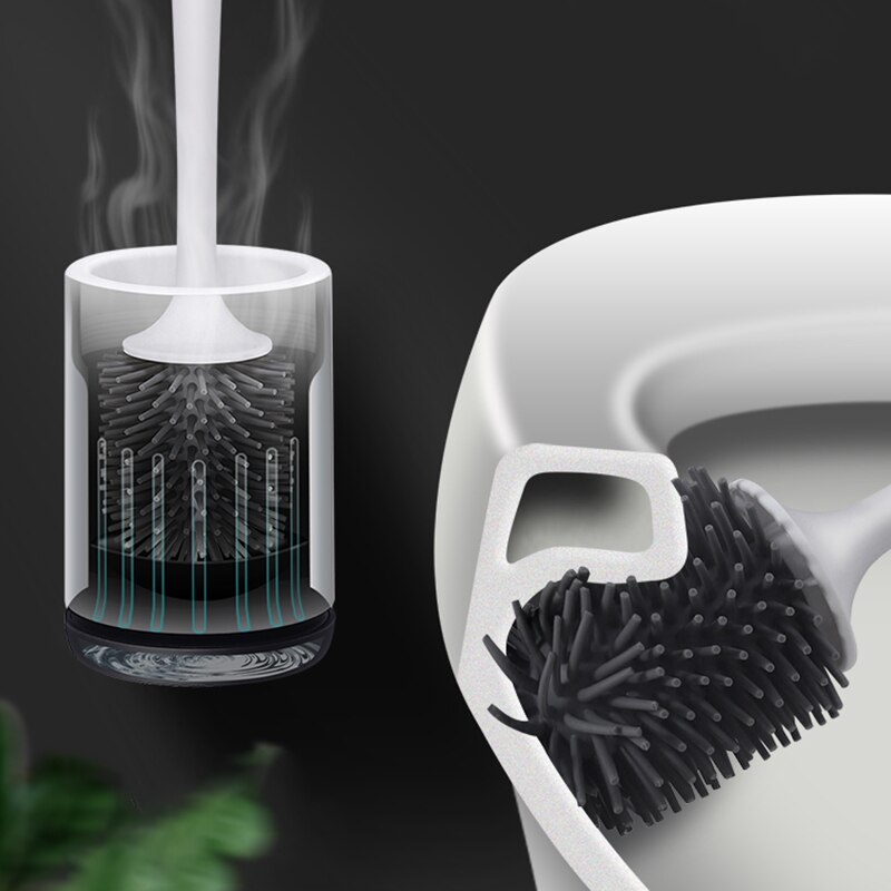 Juguetes de silicona cepillo de baño de desagüe rápido utensilios cepillo de limpieza baño soporte cepillo montado en la pared de baño gris negro