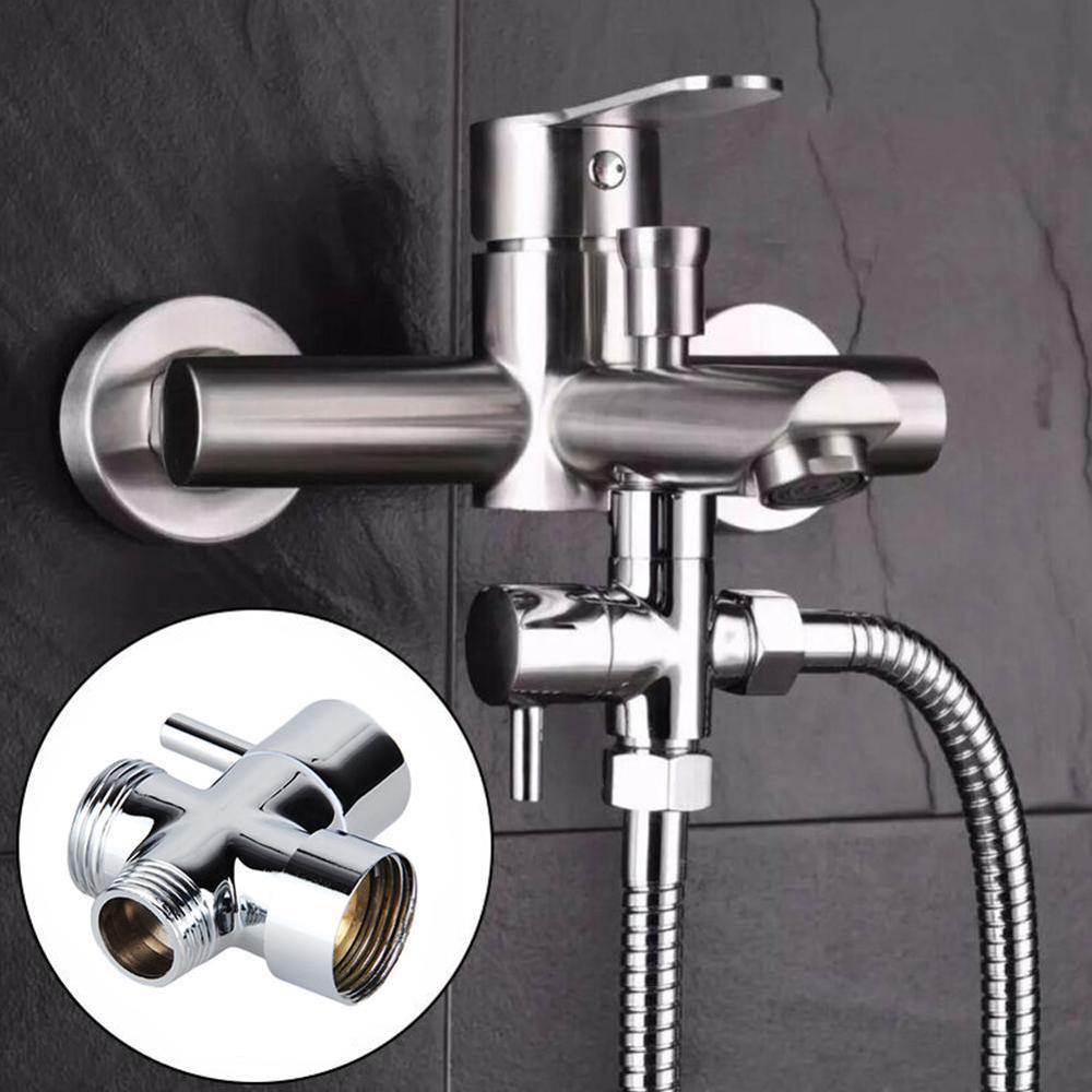 Brass Diverter Valve 3 way Water Separator Shower Tee Shower Diverter Bathroom Adapter Valve Head Accessories Adjustable O9P2