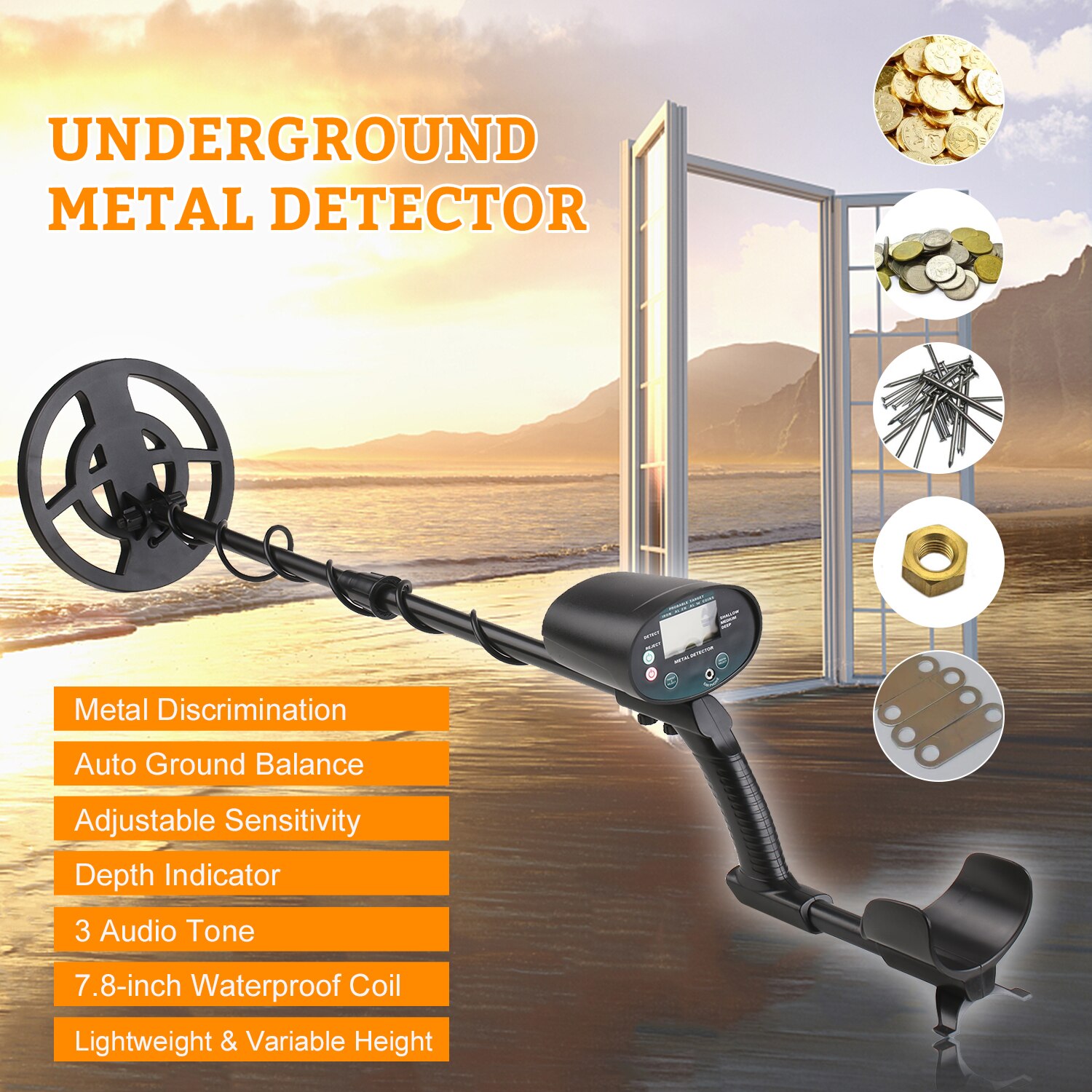 KKmoon GT-620G Metal Detector Pinpointer Gold Detector Underground Metal Finder Treasure Hunting Equipment Metal Detecting Tool