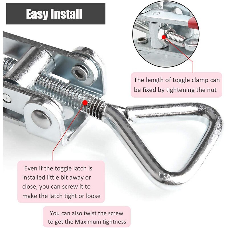 Adjustable Toggle Clamp,Heavy Duty Lockable 4002 Style Toggle Latch Hasp Clamp(6Pack)