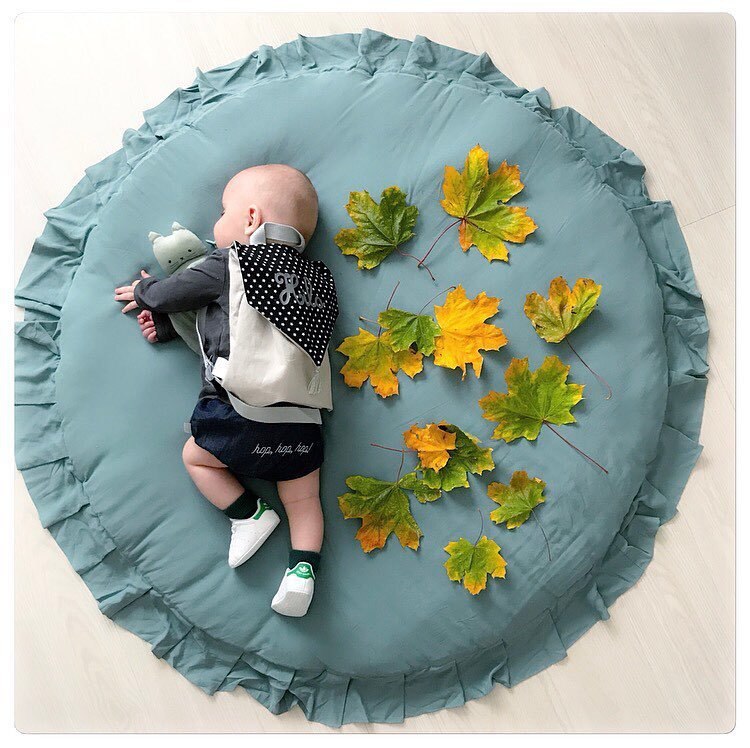 Ins Nordic Effen Kleur Ronde Kant Verdikte Zachte Baby Spelen Kruipen Mat Voor Slaapkamer Baby Spel Fotografie Props: Green
