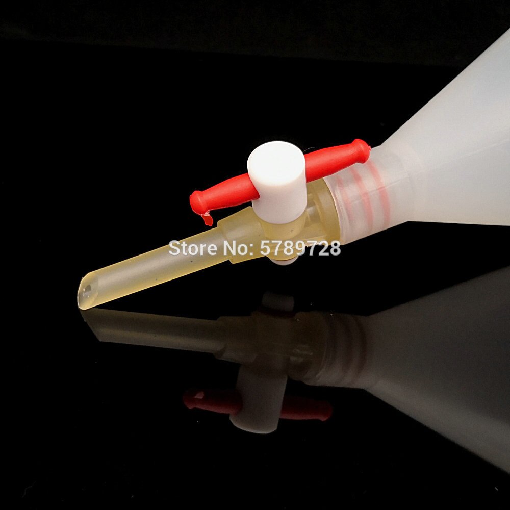 Embudo separador de plástico en forma de pera con pistón de PTFE, suministros de laboratorio, 125/250/500/1000ml, 1 unidad