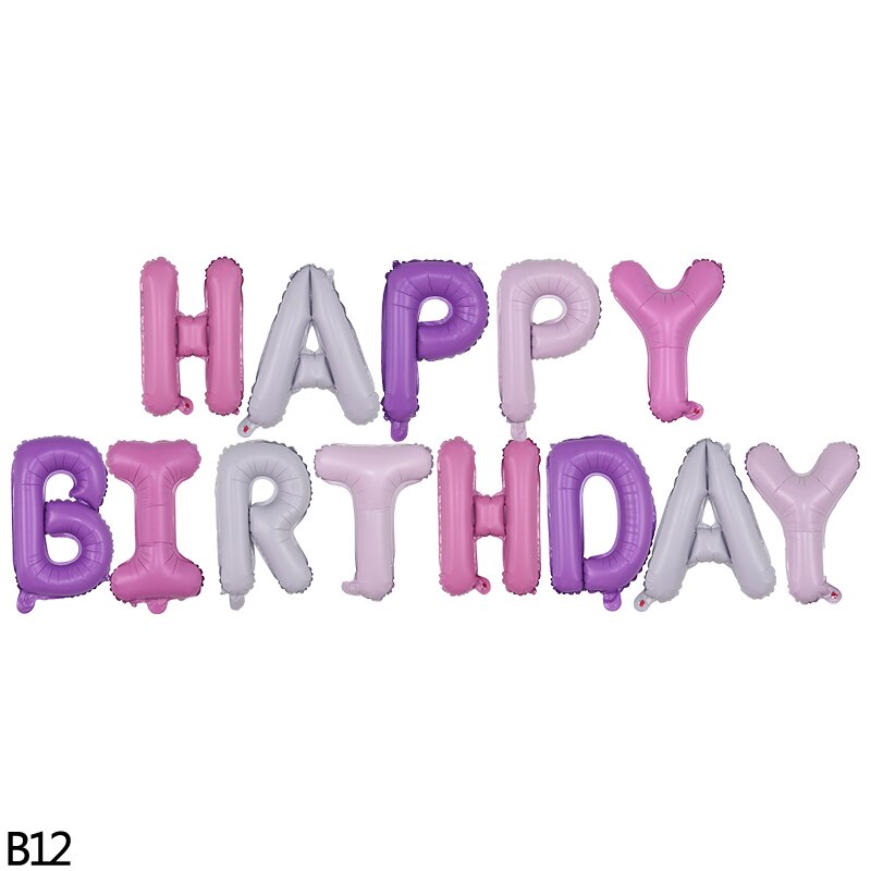 12 Style 16inch HAPPY BIRTHDAY Letters Foil Balloon Banner Set for Kids Adult Birthday Party Decoration Boy Girl Alphabet Ballon: B12